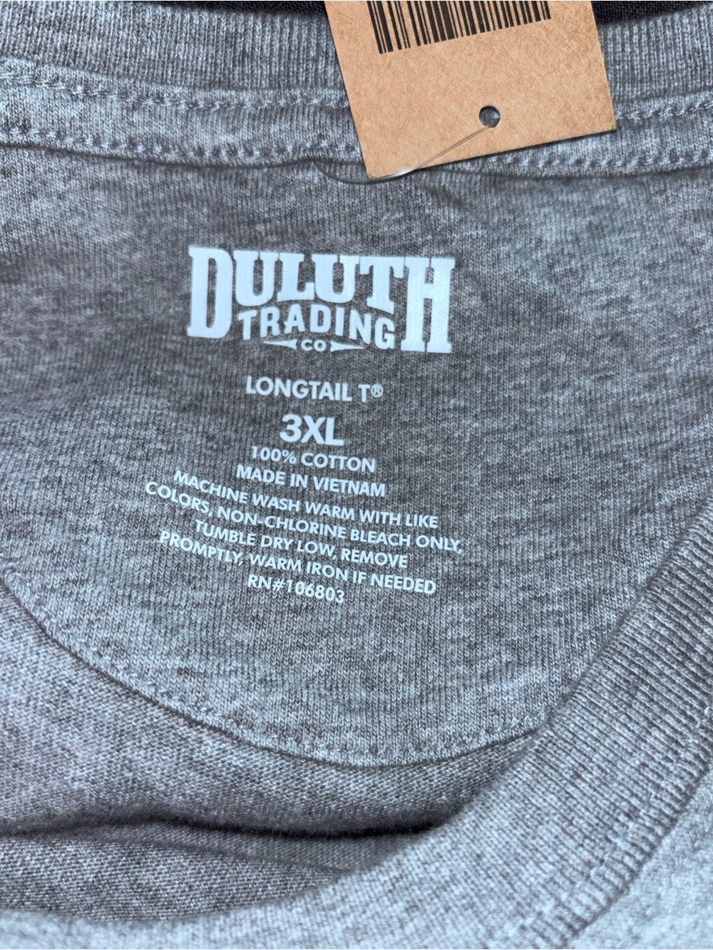NEW Duluth Trading Co Men’s 3XL Longtail T-Shirt Heather Gray Crew Neck Cotton - Picture 7 of 7